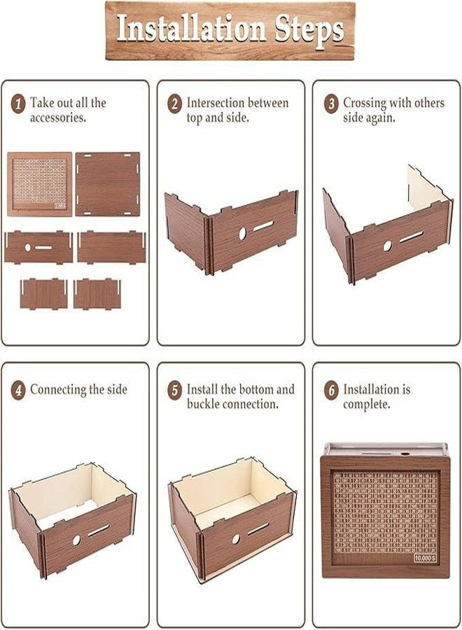 Drumstone 𝐃𝐫𝐮𝐦𝐬𝐭𝐨𝐧𝐞 𝟏𝟎-𝐘𝐞𝐚𝐫 𝐖𝐚𝐫𝐫𝐚𝐧𝐭𝐲 Wooden Money Bank | Golden Finish Saver Box with ₹1,00,000 Goal Tracker, Secure Piggy Bank for Adults & Kids, Perfect for Daily Home & Office Savings. - Image 3